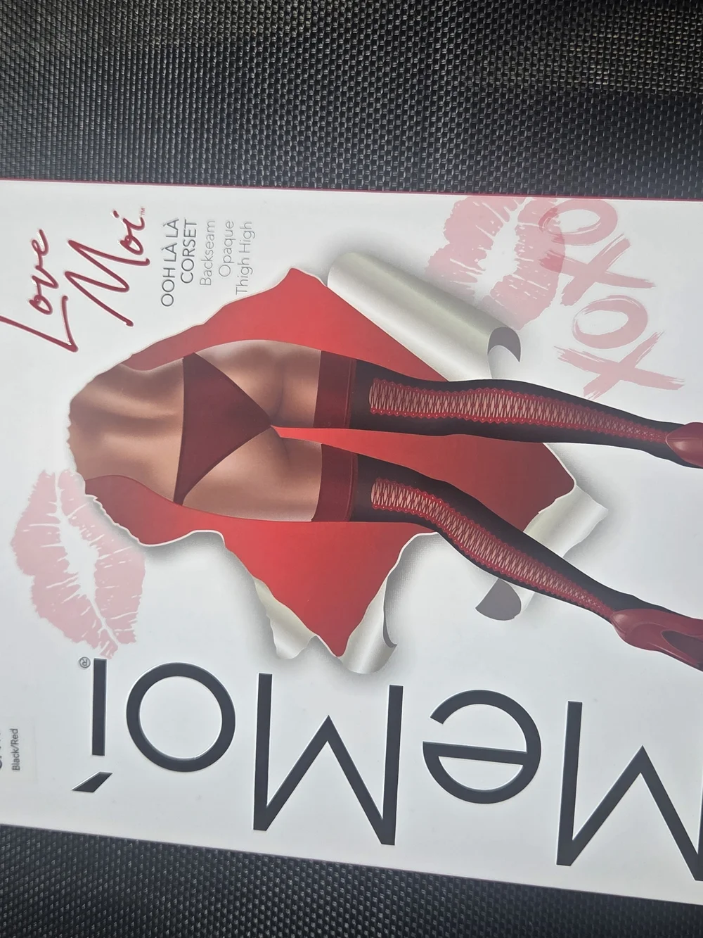 Love MeMoi Red And Black Corset Back Thigh-High Stockings